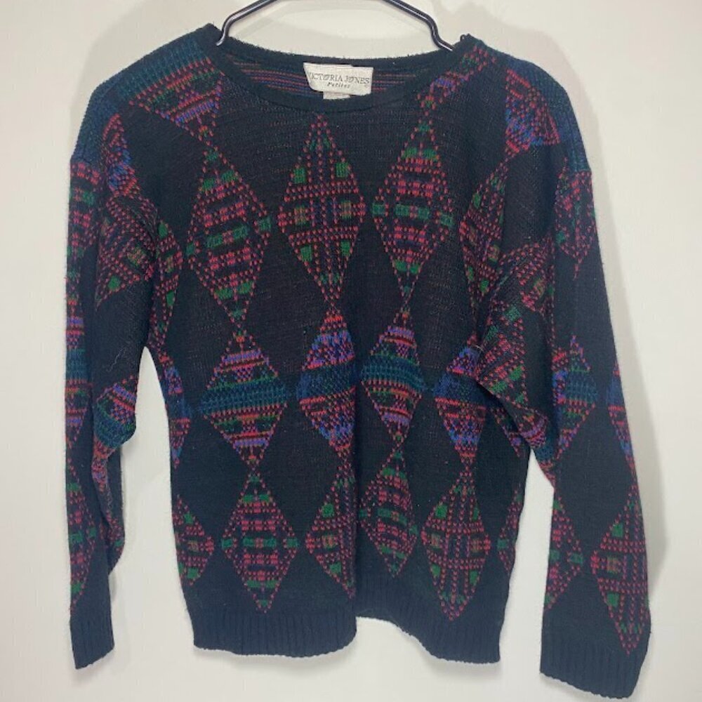Victoria Jones Petites Patterned Crewneck Sweater